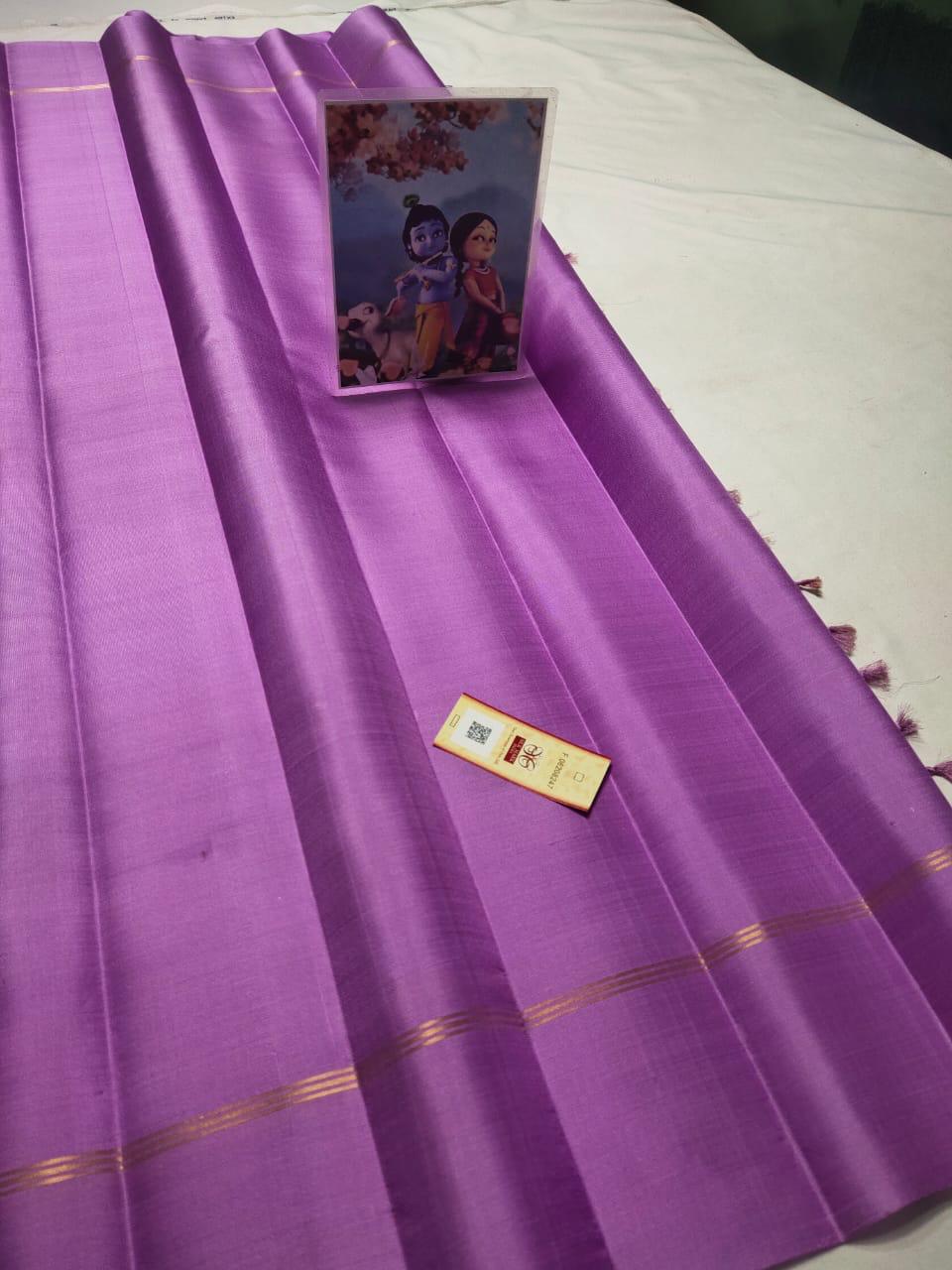 Purple Pure kanchipuram plain silk sarees