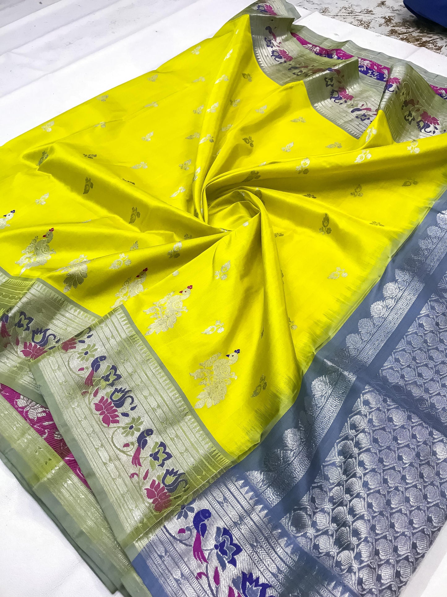 Yellow Pure Venkatagiri silk sarees