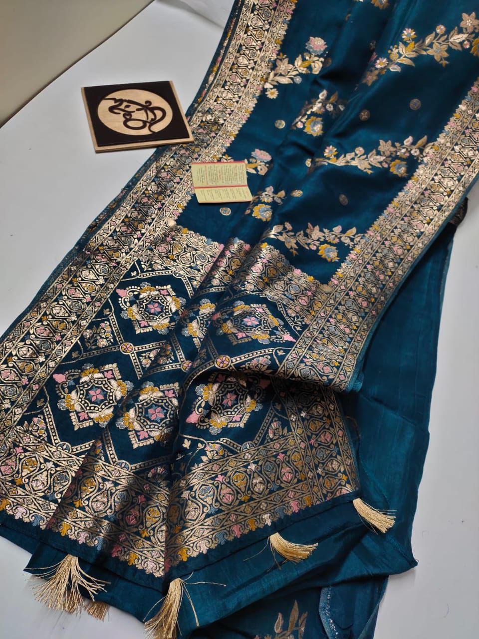 Peacock green handloom Banarasi semi georgette silk sarees