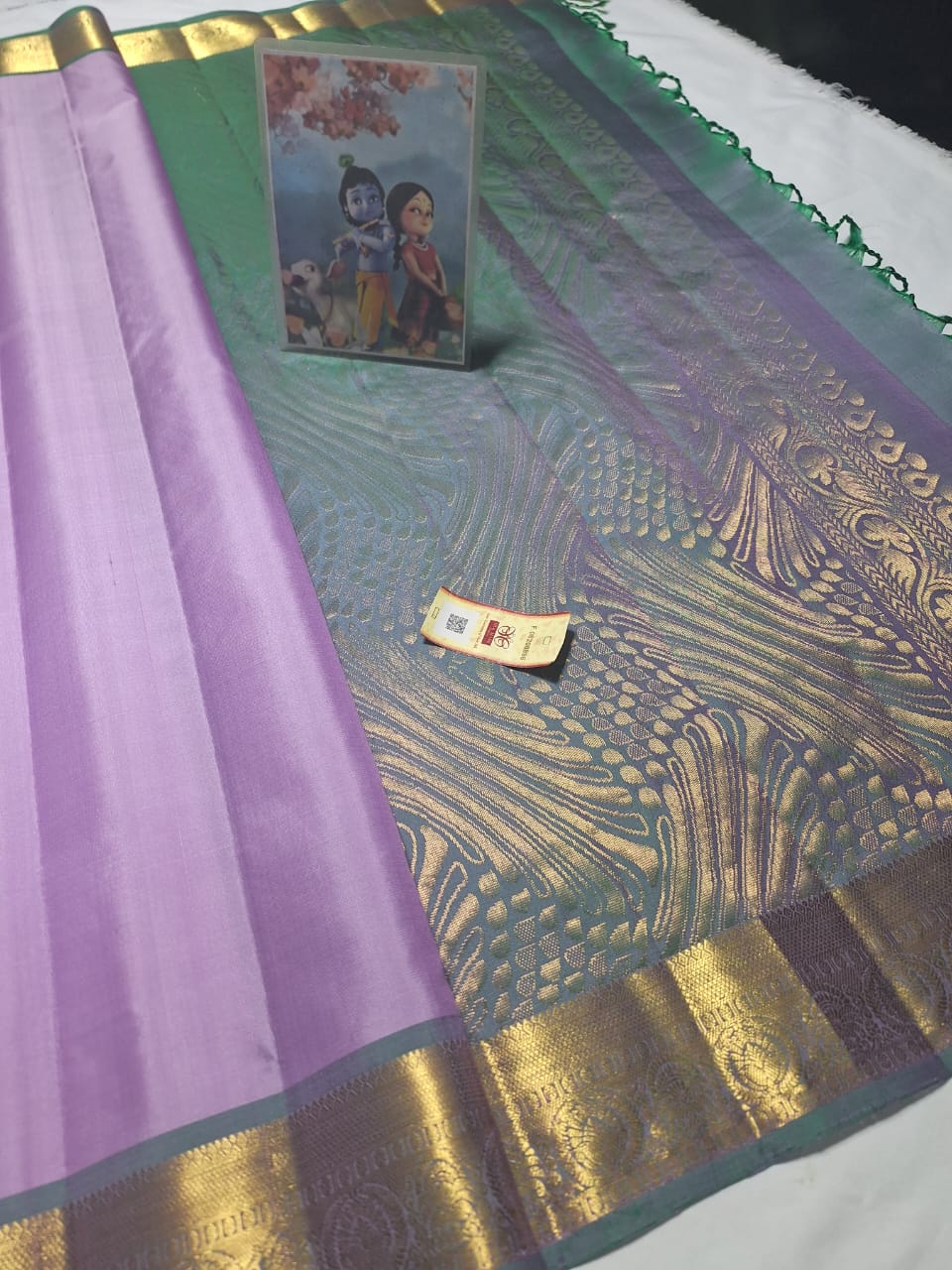 Lavender Pure kanchipuram plain silk sarees