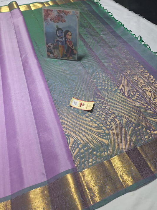 Lavender Pure kanchipuram plain silk sarees