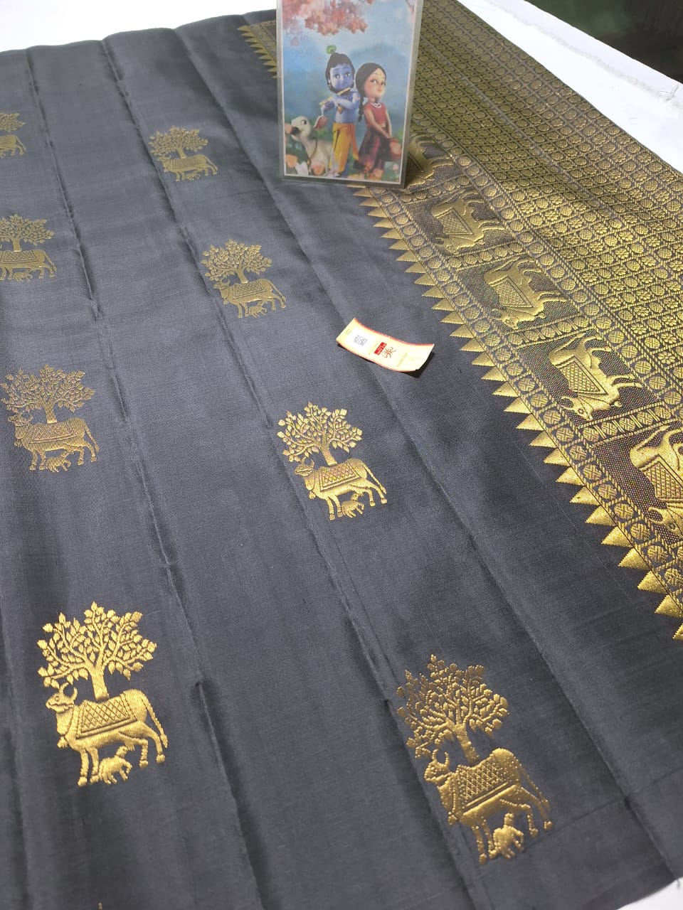 Black Pure kanchipuram soft silk sarees