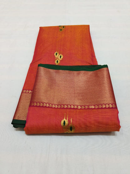 Orange chanderi katan silk sarees