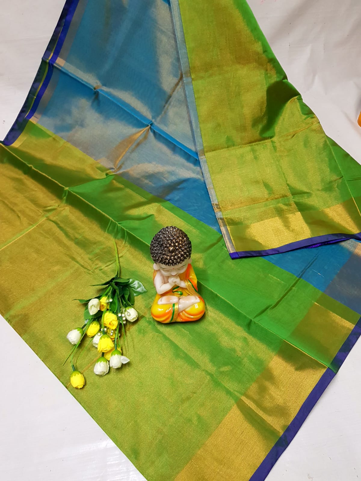 Green and light blue Uppada tissue sarees