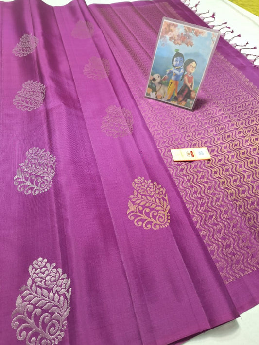 Magenta Pure kanchipuram soft silk sarees