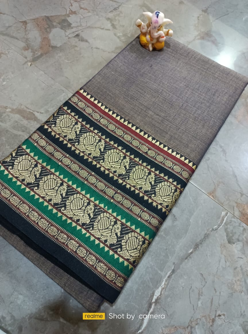 Gray Narayanpet Cotton sarees