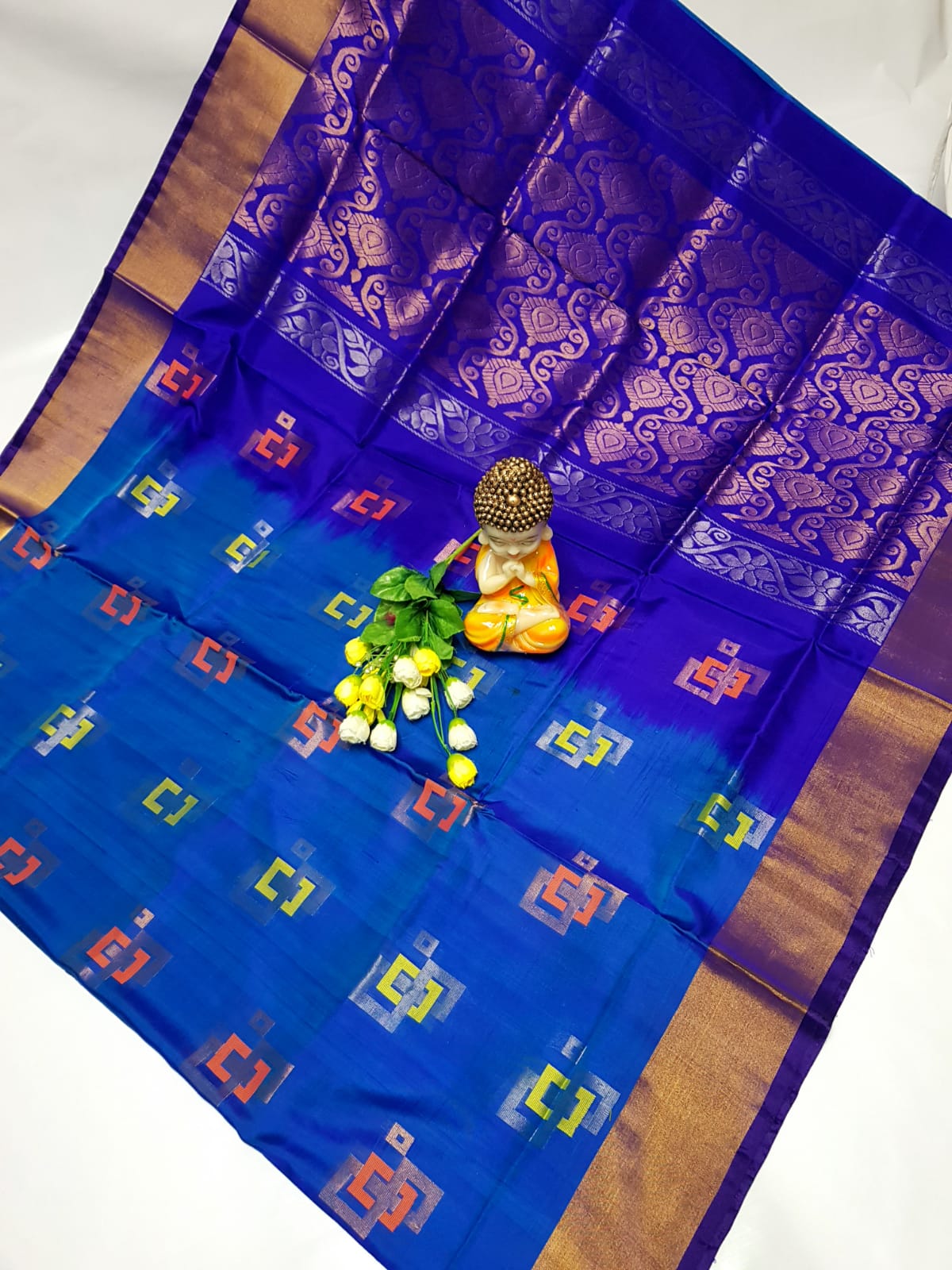 Blue and dark blue uppada pattu sarees