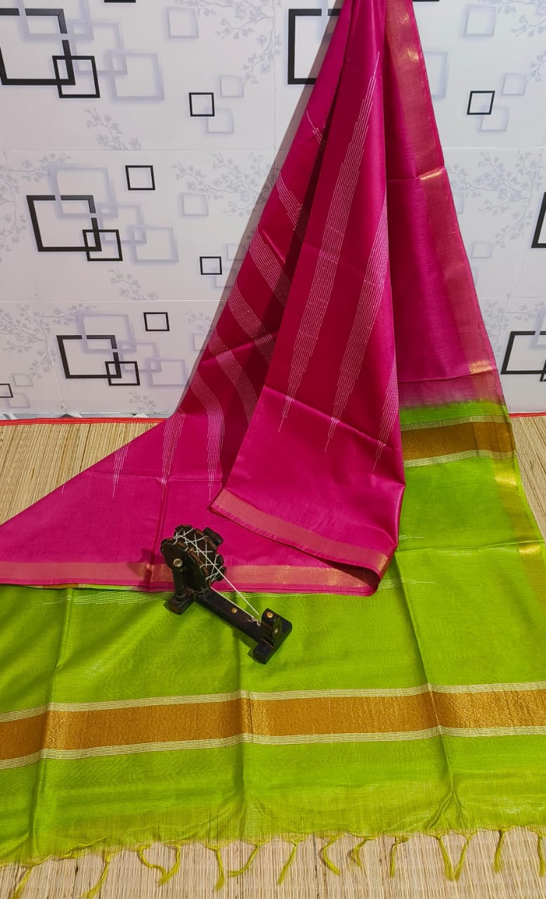 Pink and green kota viscose sarees