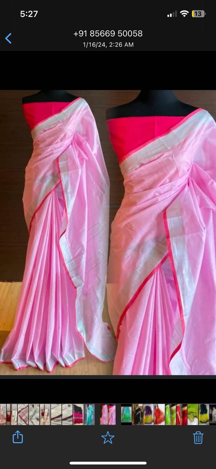 Pink 120 counts linen by linen sarees