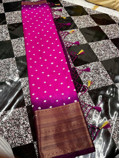 Dark pink Banarasi muga silk sarees