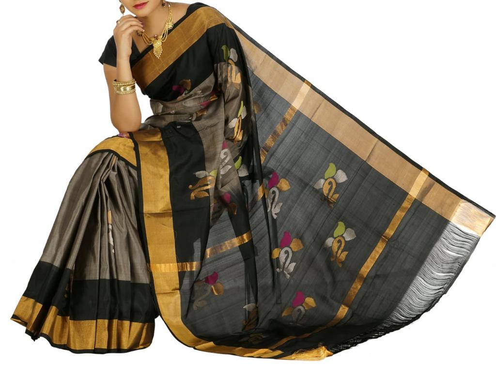 Gray Uppada Jamdani Sarees