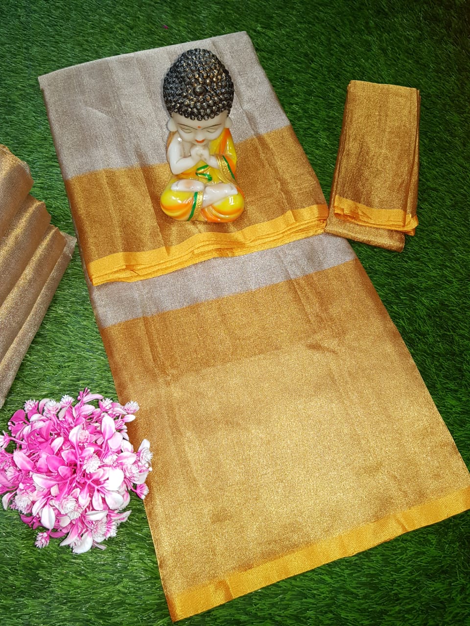 Gold Uppada tissue sarees with big border