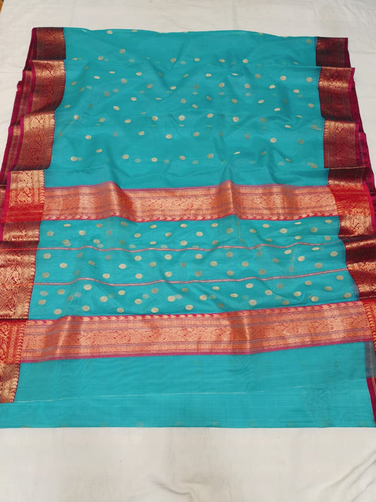 Sky blue chanderi katan silk sarees