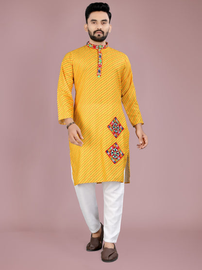 Yellow traditional Navratri kurta and Pyjama Set