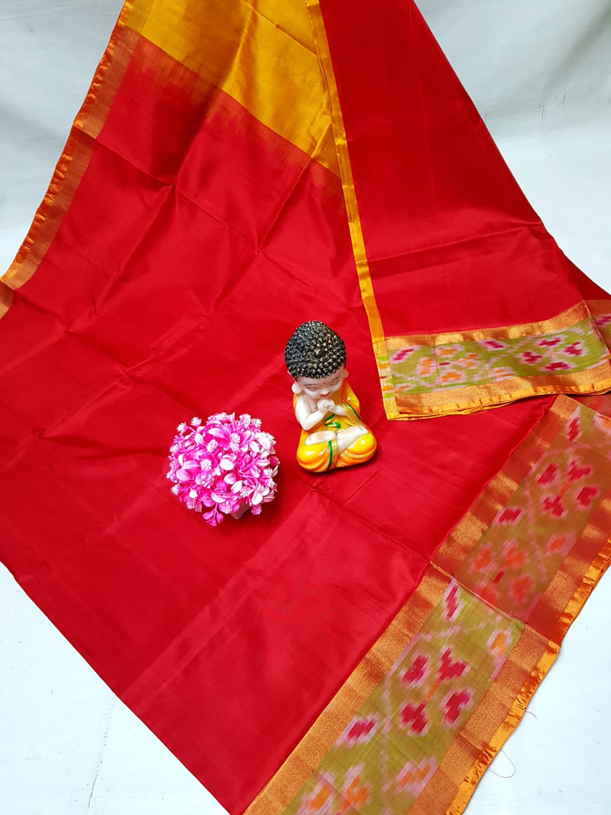 Red Uppada sarees with small pochampally border