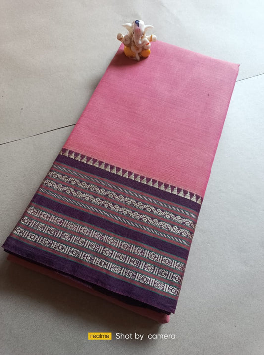 Light pink Narayanpet Cotton sarees