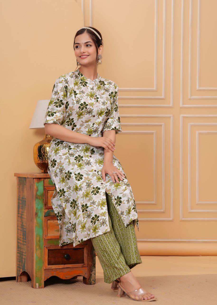 Green cotton printed co-ord sets