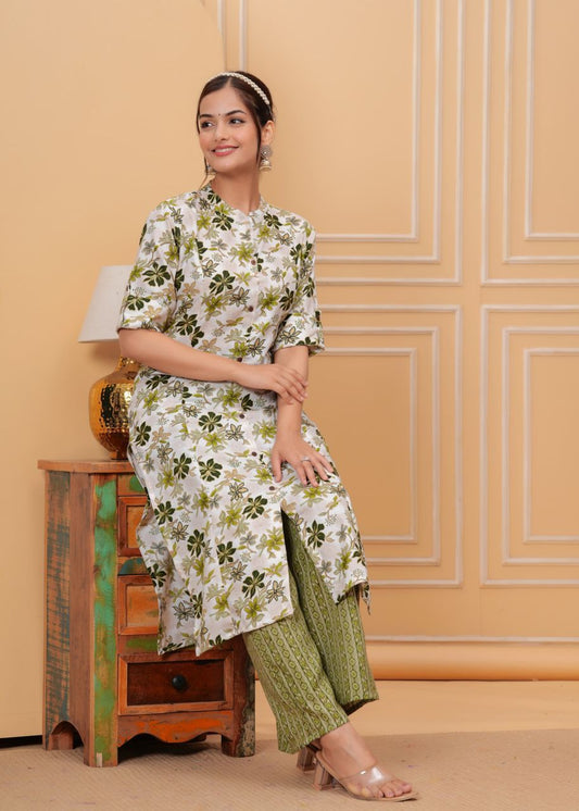 Green cotton printed co-ord sets