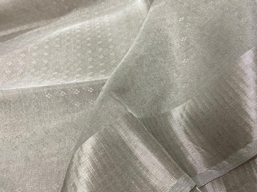 Silver Pure Tussar tissue silk sarees uswa design