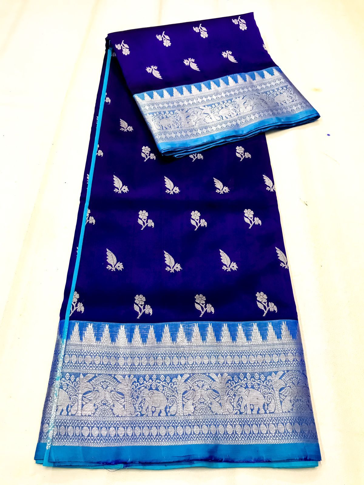 Navy blue Pure Venkatagiri silk sarees