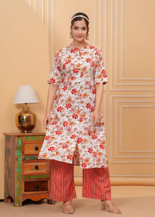 Orange cotton printed co-ord sets