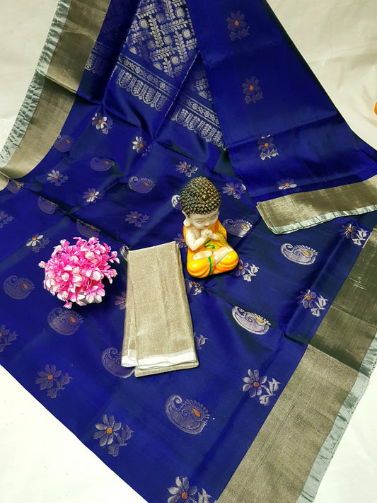 Deep blue handloom Uppada silk sarees