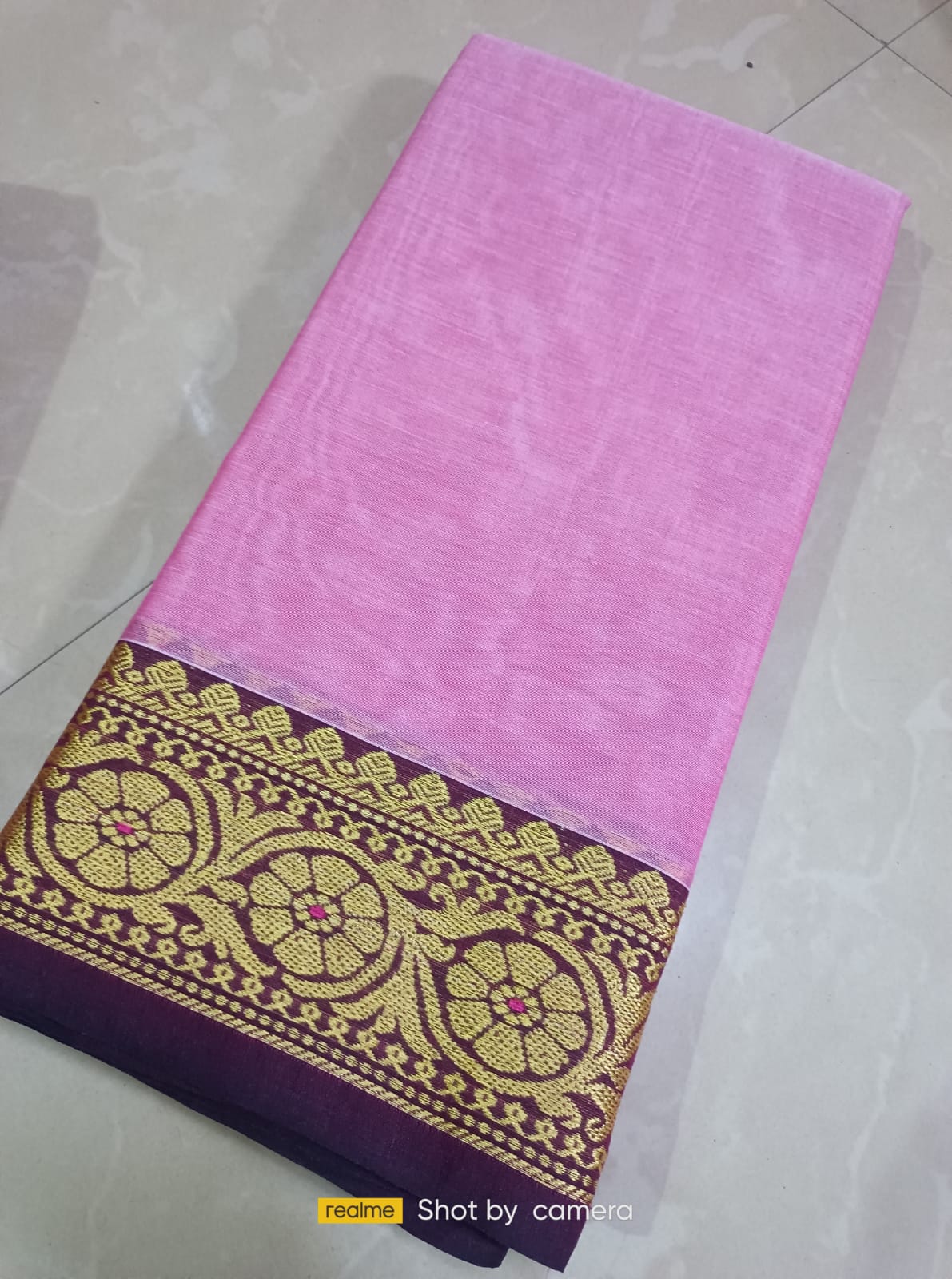 Pink Narayanpet Cotton sarees with small border