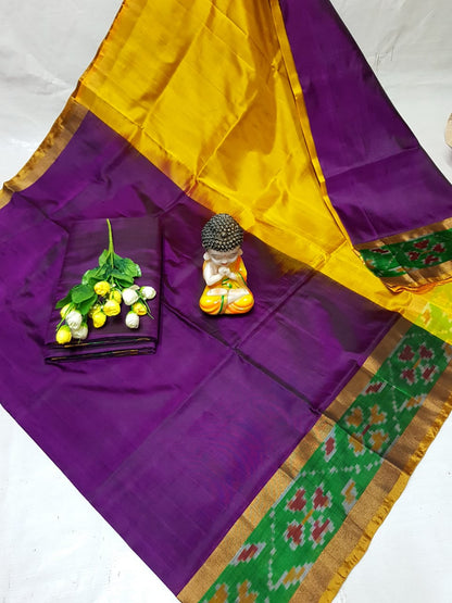 Violet Uppada sarees with small pochampally border