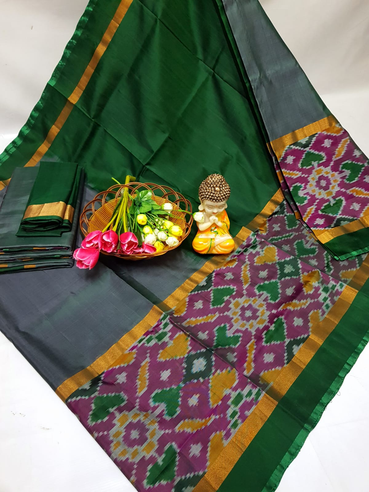 Uppada silk sarees with big pochampally border