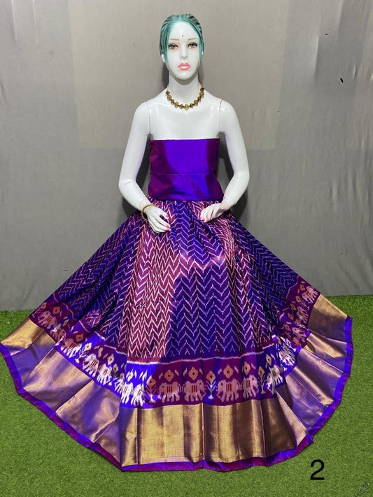 Dark purple Pure pochampally ikkat silk lehenga