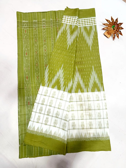 Apple green ikkat mercerised Cotton sarees