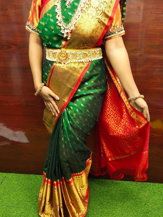 Green handloom Kuppadam kanchi border sarees