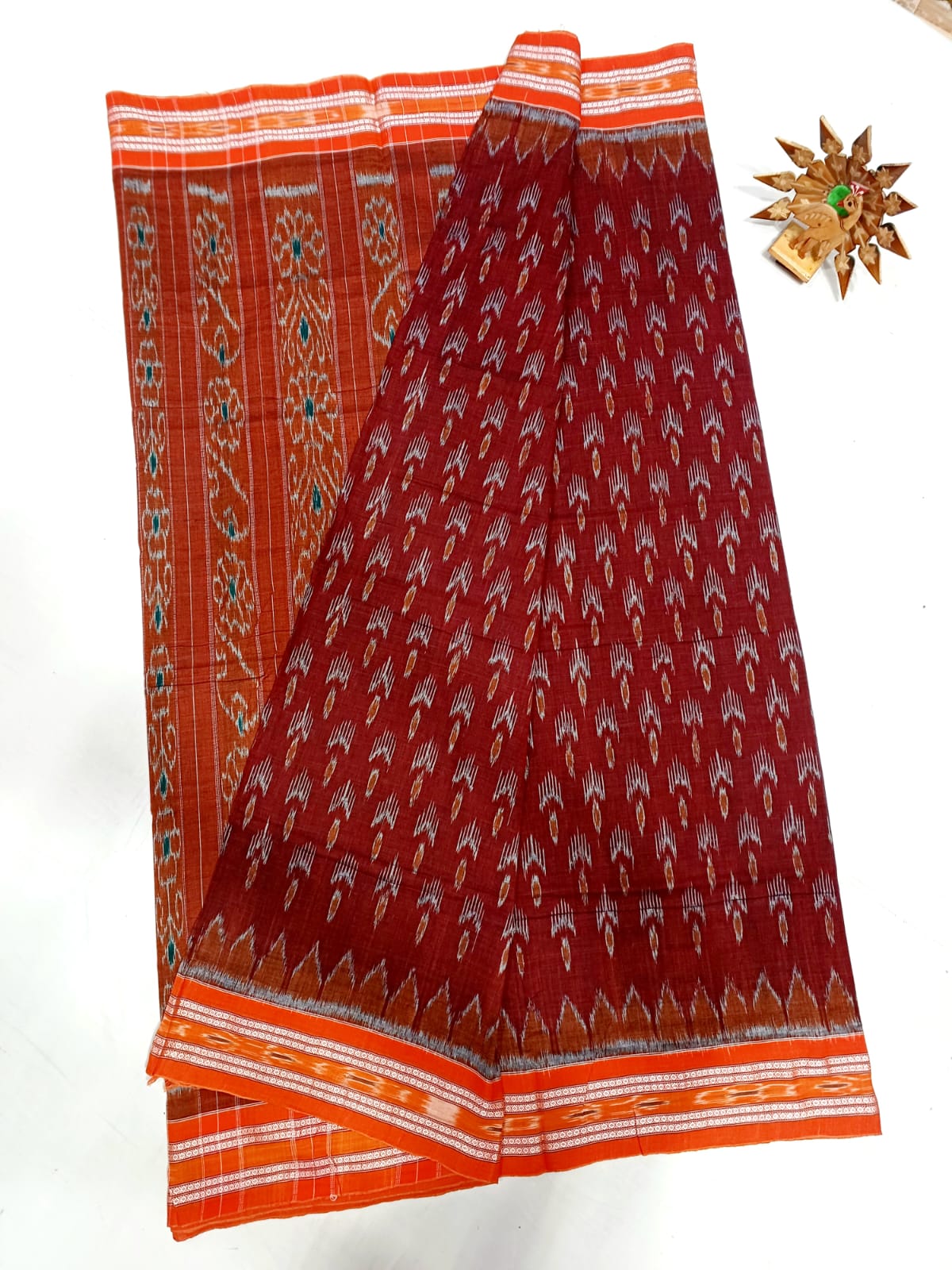 Maroon ikkat mercerised Cotton sarees