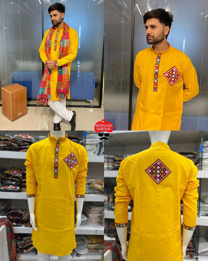 Yellow traditional Navratri kurta and dupatta Set