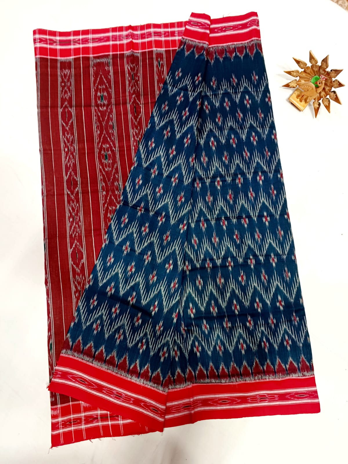 Dark navy blue ikkat mercerised Cotton sarees