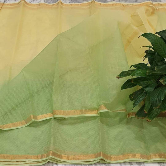 Yellow and green Kota doria silk sarees