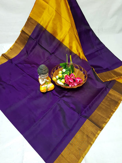 Dark violet uppada plain silk sarees