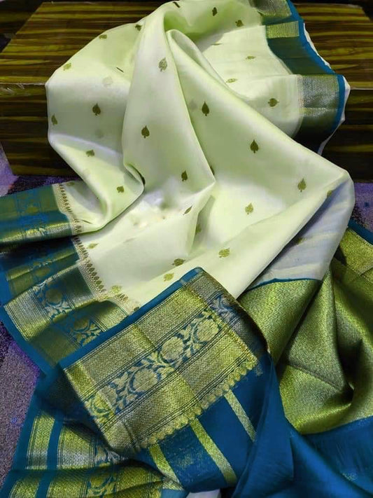 Cream Banarasi kora organza sarees