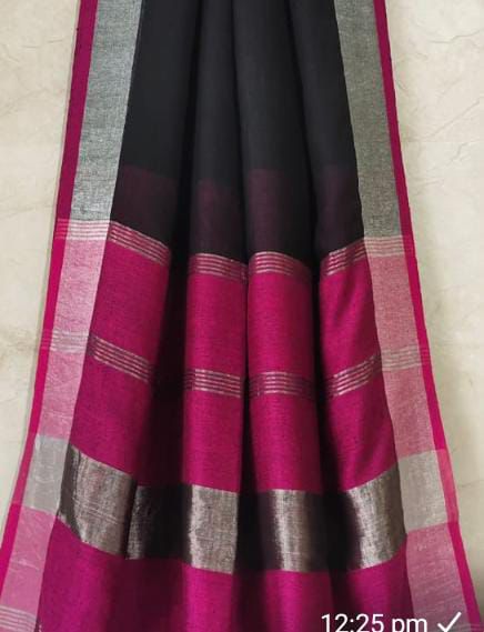 Dark purple 120 counts linen by linen sarees