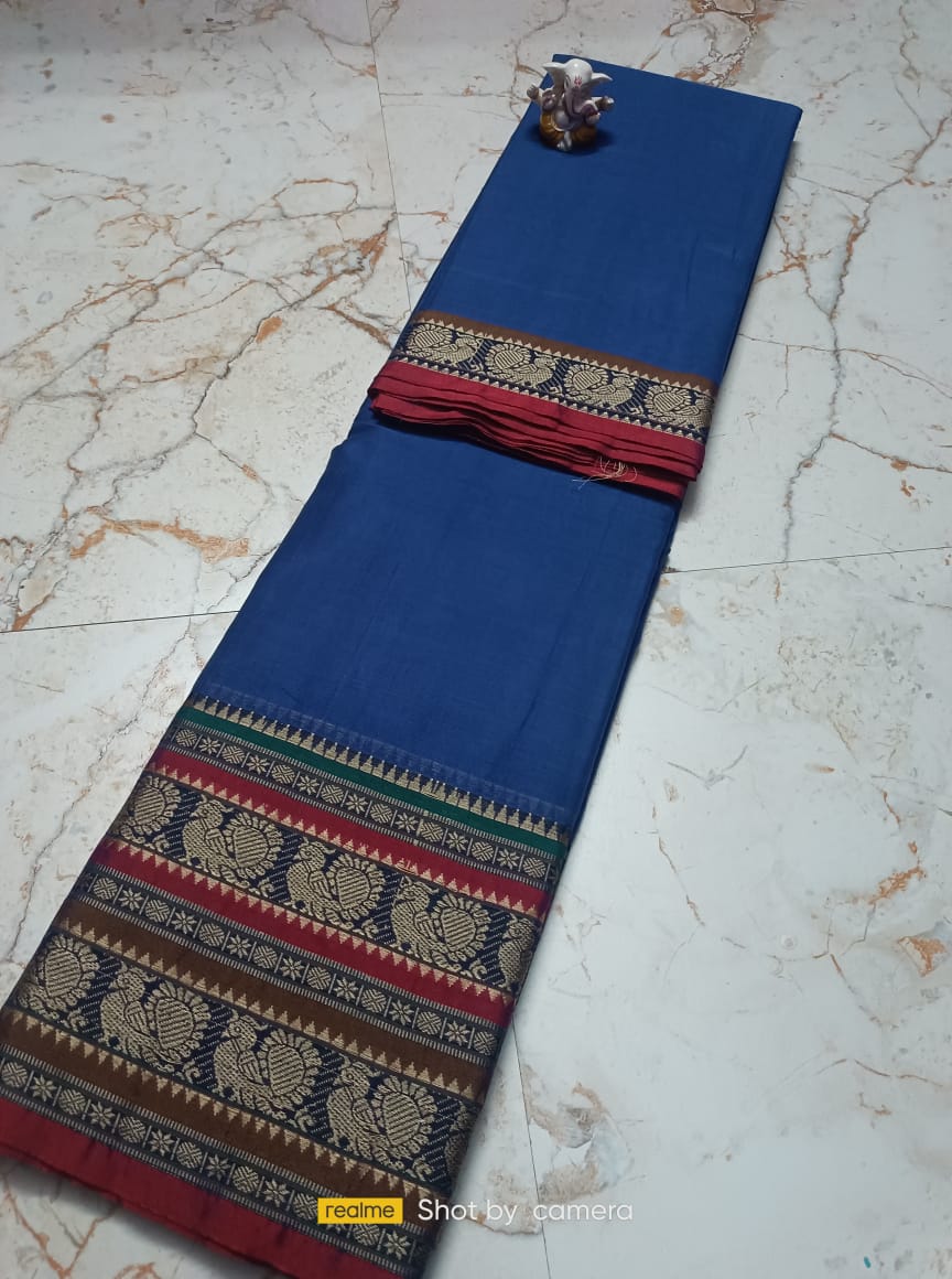 Dark Blue Narayanpet Cotton sarees