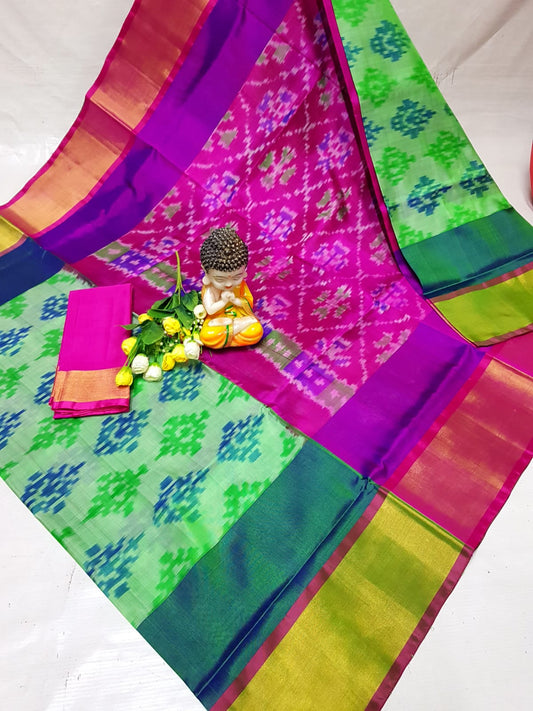 Pastel green uppada pochampally sarees