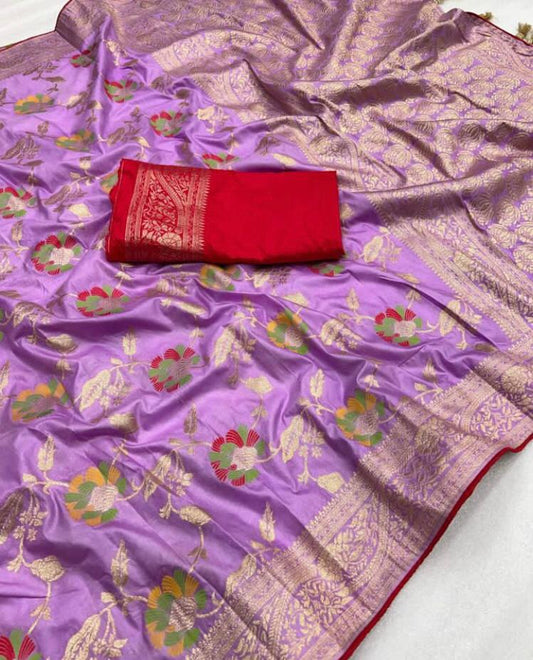 Purple Banarasi semi georgette silk sarees