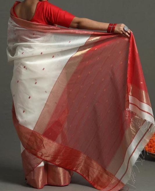 White Maheshwari sarees