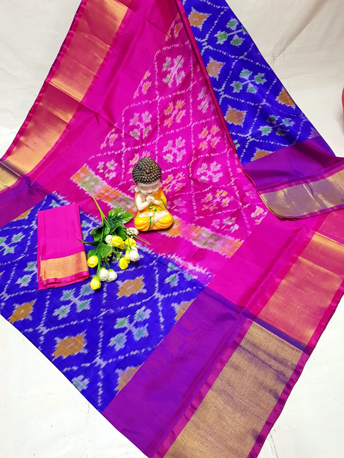 Dark blue uppada pochampally sarees