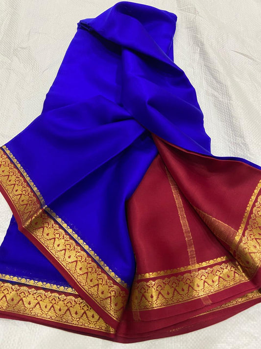 Royal blue Pure Mysore crepe silk sarees