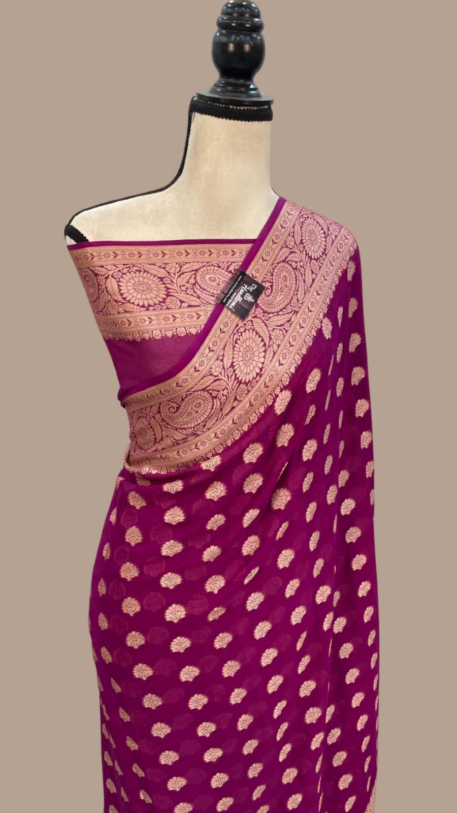 Dark magenta pure handloom banarasi chiffon sarees