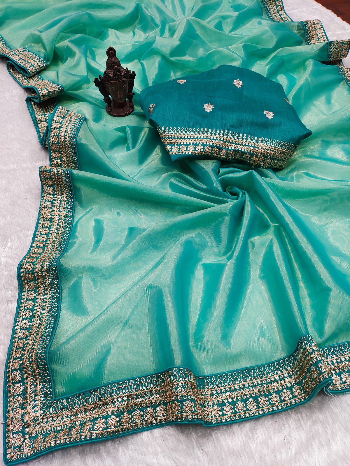 Tissue sarees with lace border