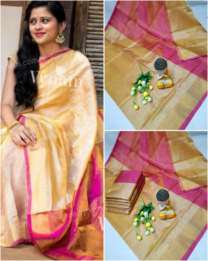 Cream Uppada tissue sarees