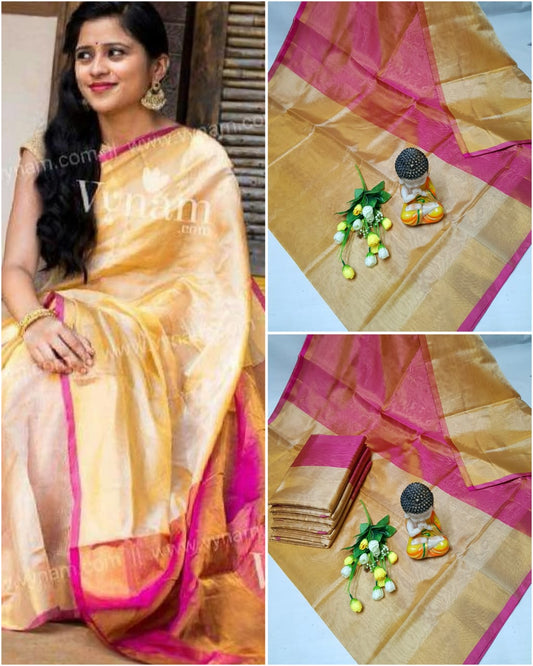 Cream Uppada tissue sarees