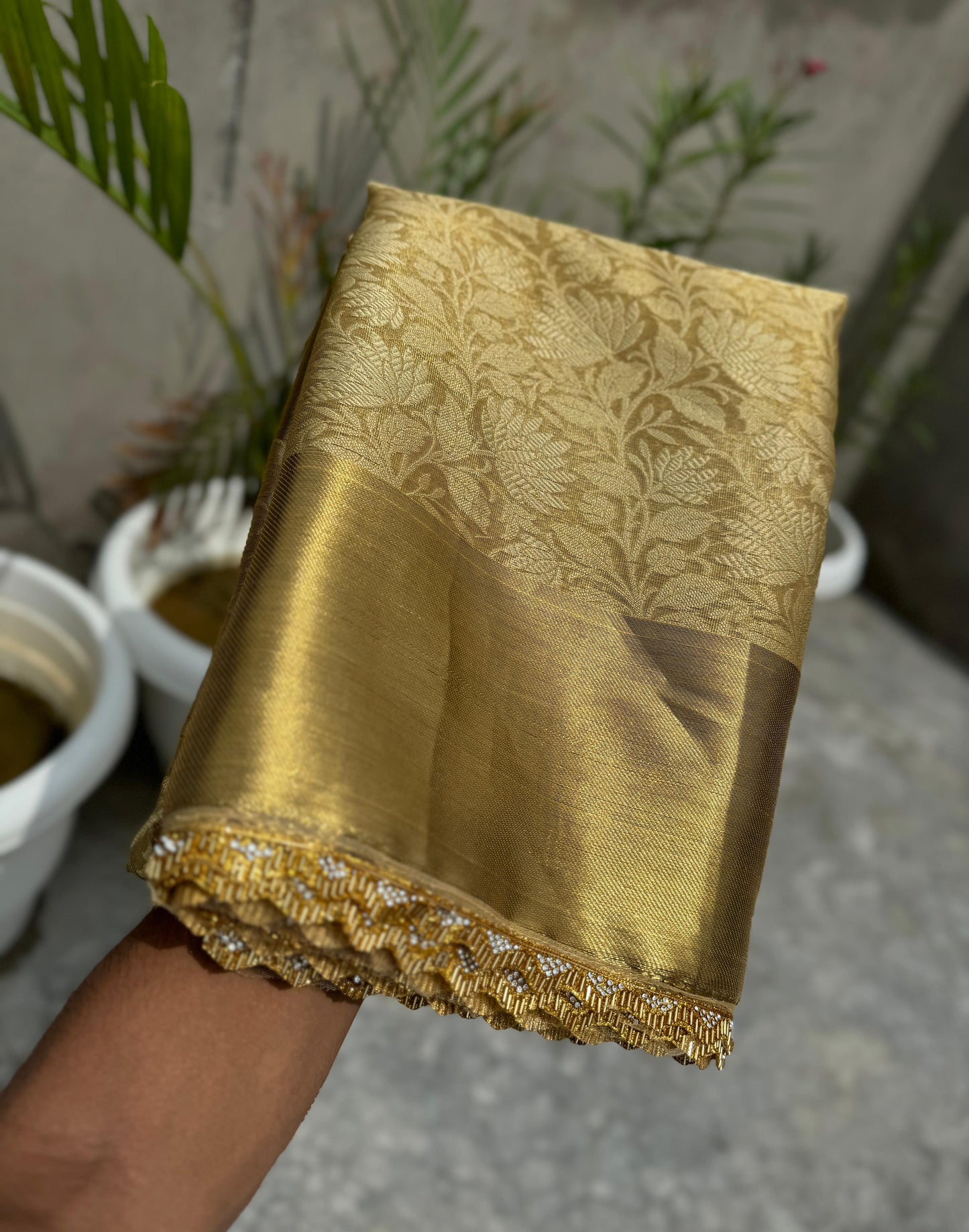 Gold kanchipuram tissue silk sarees